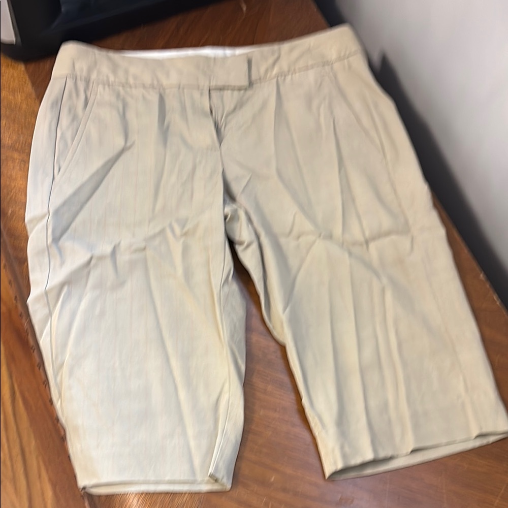 Theory Tan Bermuda Shorts Relaxed Fit
